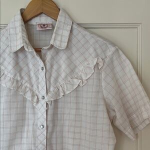 Vintage White and Pink Plaid Pearl Snap Shirt